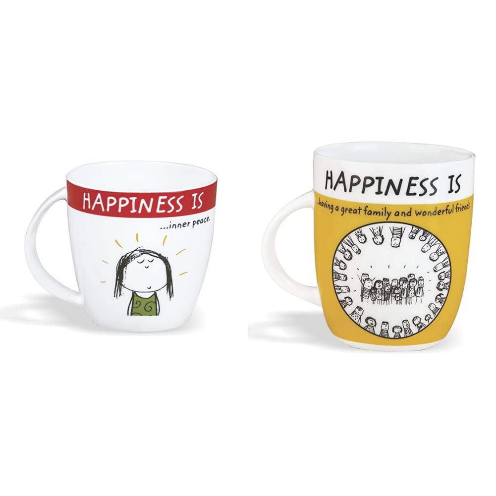 Clay Craft - Happiness Is, Inner Peace Bone China Milk Mug, 270ml/5.6cm, Multicolour