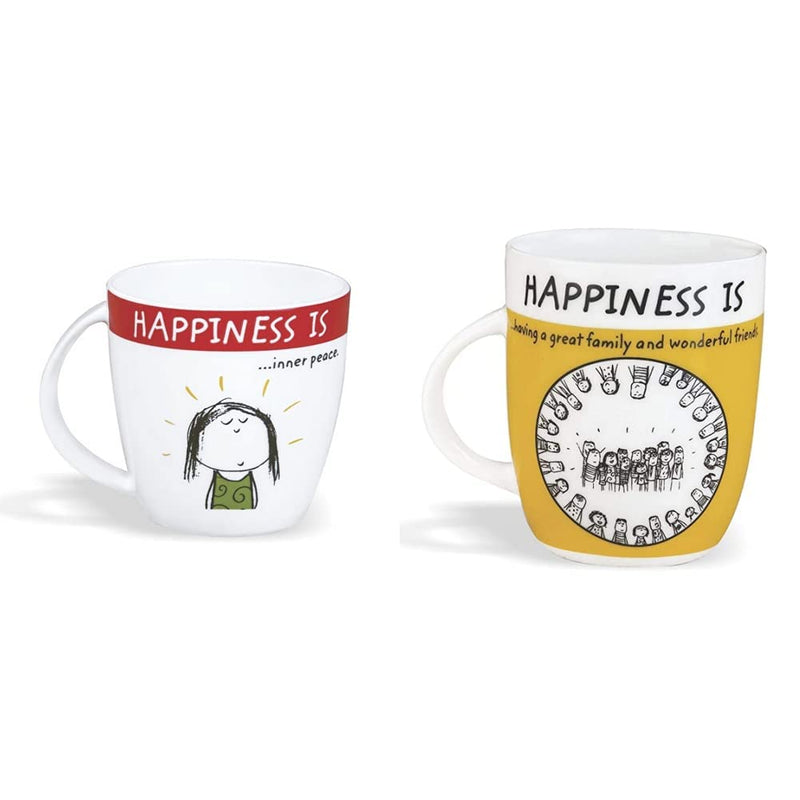 Clay Craft - Happiness Is, Inner Peace Bone China Milk Mug, 270ml/5.6cm, Multicolour