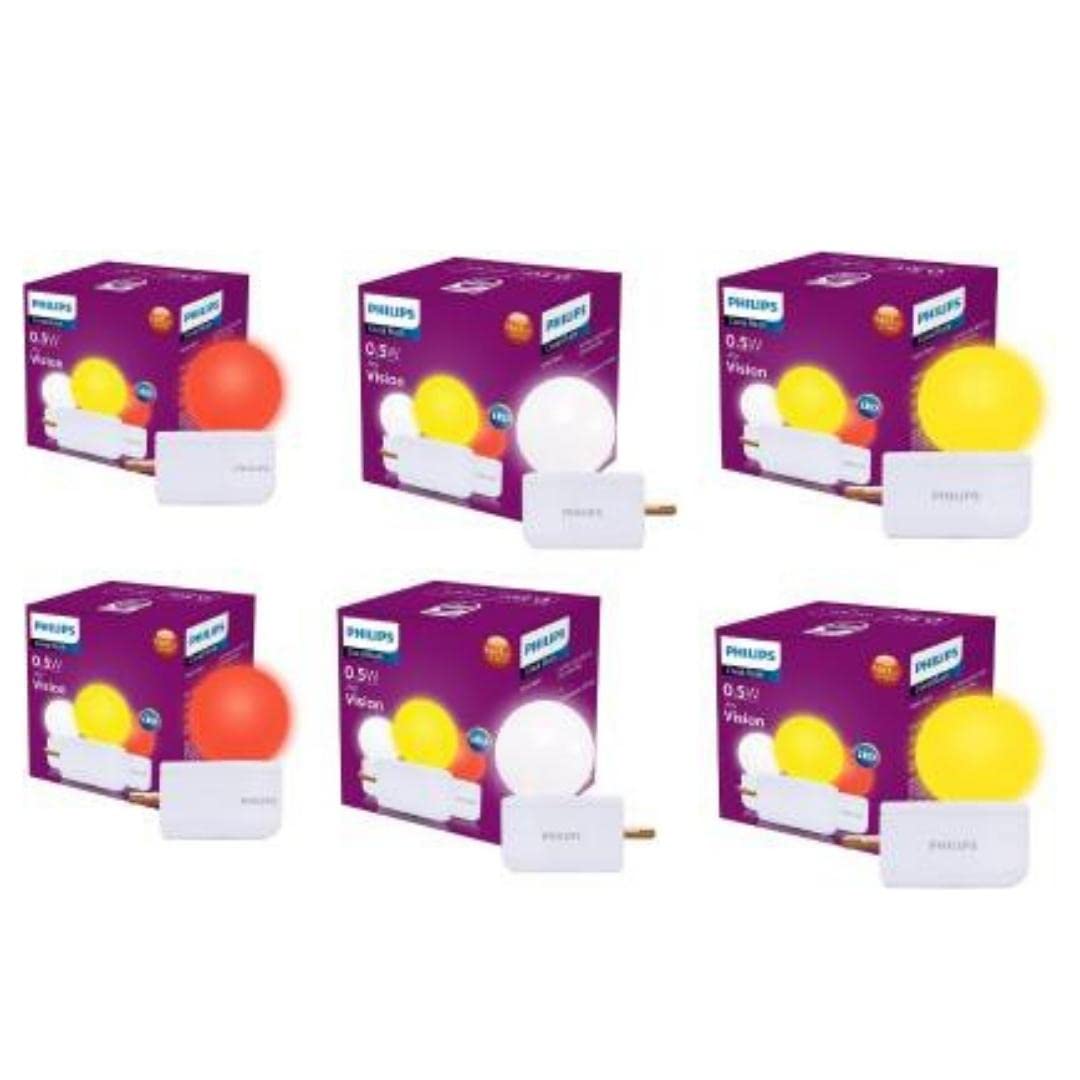 Philips Joy Vision Coral Rush 0.5-Watt LED Bulb,Pack of 6 (Box of 2 White