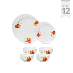 Clay Craft Fine Ceramic Eco Dinner Set, Enchanting Gold, for Family of 4, Dinner Set Ceramic, Crockery Set, Dining Set for Dinner, Crockery Set for Gift, Kitchen Set (ECO3, 12 Pieces)