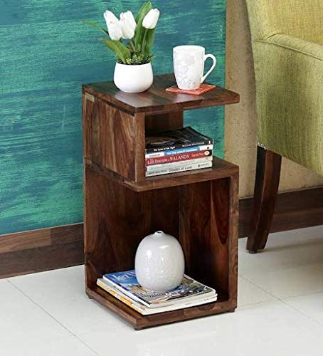 Solid Wood End Table in Provincial Teak Finish Wooden Bedside Table for Bedroom | Solid Wood Nightstand Lamp Ta