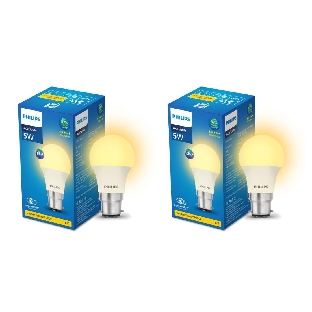 Philips 5-watt LED Bulb - AceSaver LED Bulb (Pack of 2) (Warm White, B0C8NNXRJR)