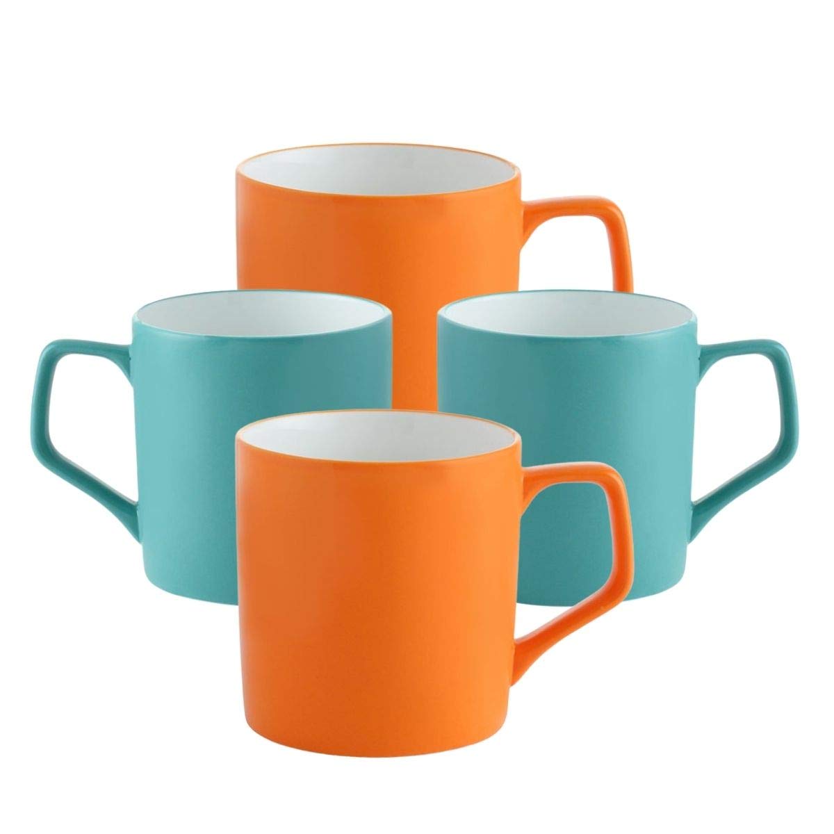 Clay Craft Fine Ceramic Solid Orange and Green Coffee Mugs Set of 4 Perfect for Your Modern Kitchen and for Gifting Purpose