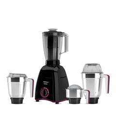 Havells Power Hunk (4 Jar) 800 watt Mixer Grinder with 3 Wider mouth Stainless Steel Jar, Hands Free operation, SS-304 Grade Blade & 7 year motor warranty (Grey)