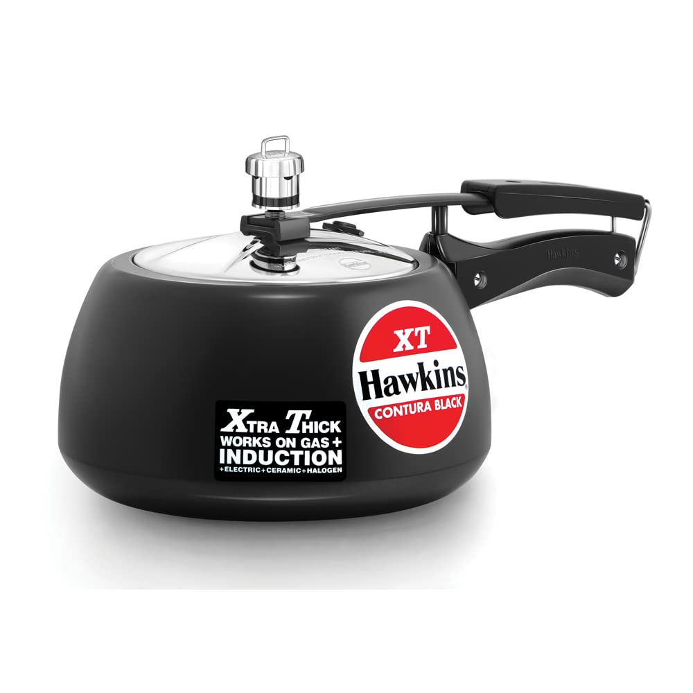 Hawkins Pressure Cooker Contura Hard Anodized Extra Thick Base for Induction, 3.5 L (Black)