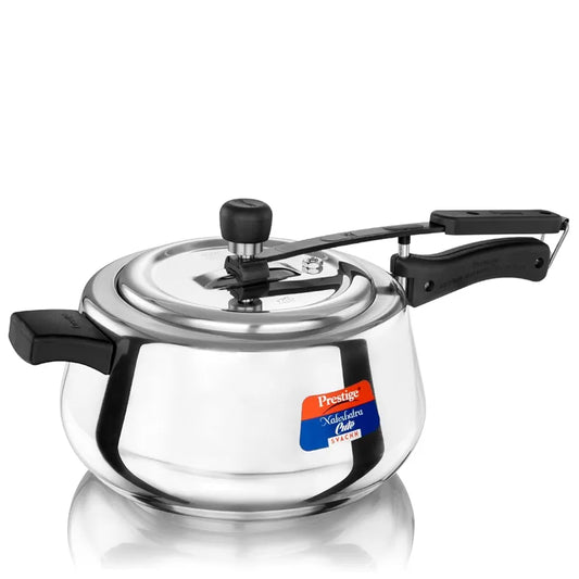 Prestige 5Litre Stainless Steel Nakshatra Cute Svachh Pressure Cooker|Deep Inner lid for spillage control|Induction compatible|3 layers sandwich bottom|Heavy gauge body|5 years warranty|ISI Certified