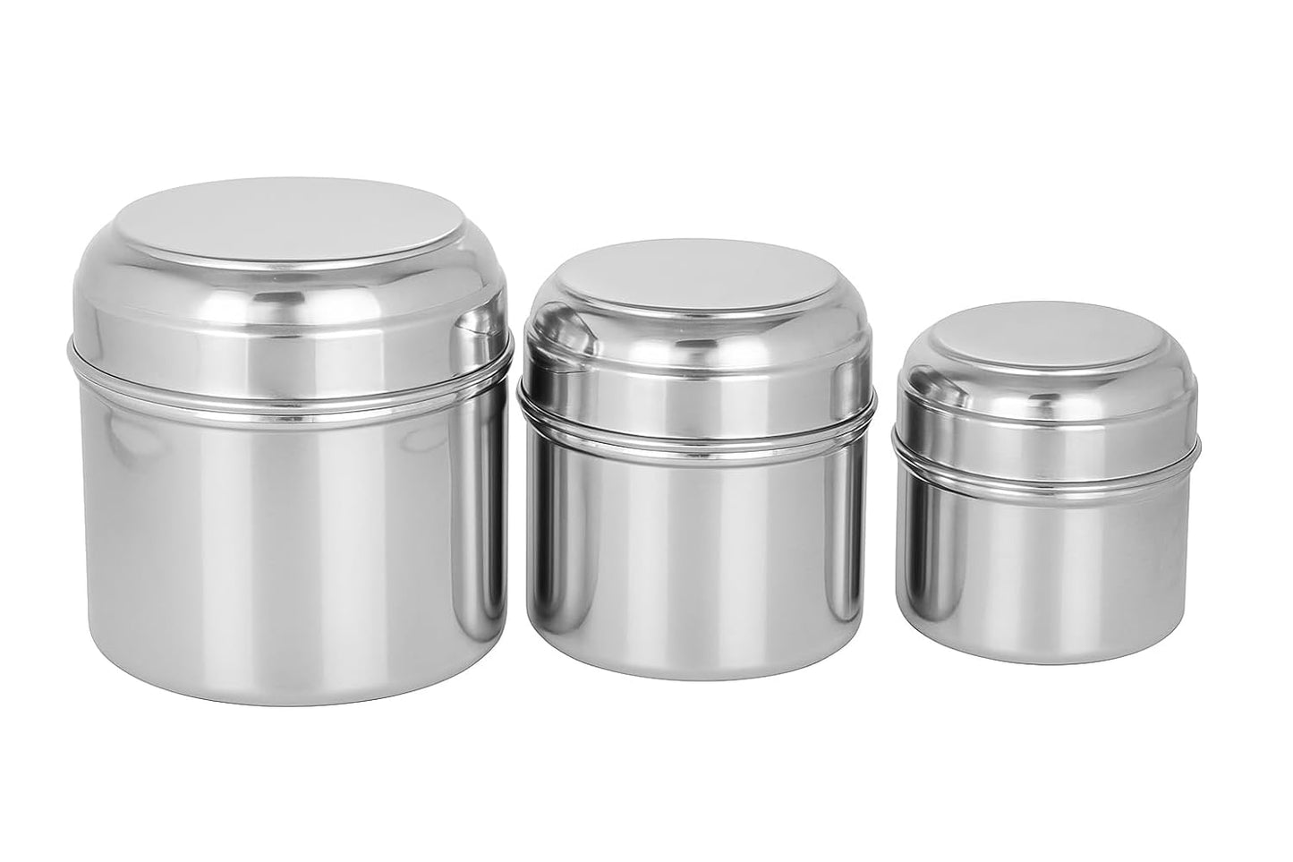 Dynore Stainless Steel Utility Canisters/Ubha Dabba/Bullet Dabba/Storage Containers Set Of 3Pc (300Ml, 220Ml, 160Ml), Silver