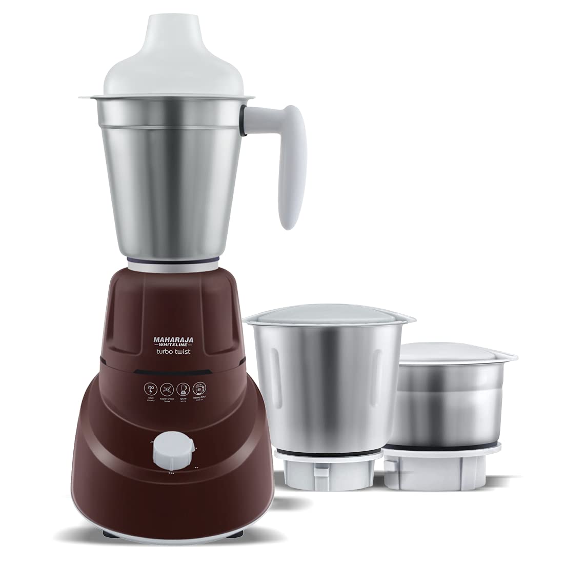 MAHARAJA WHITELINE TURBO TWIST MIXER GRINDER 750 Watt 3 Jar (Brown)