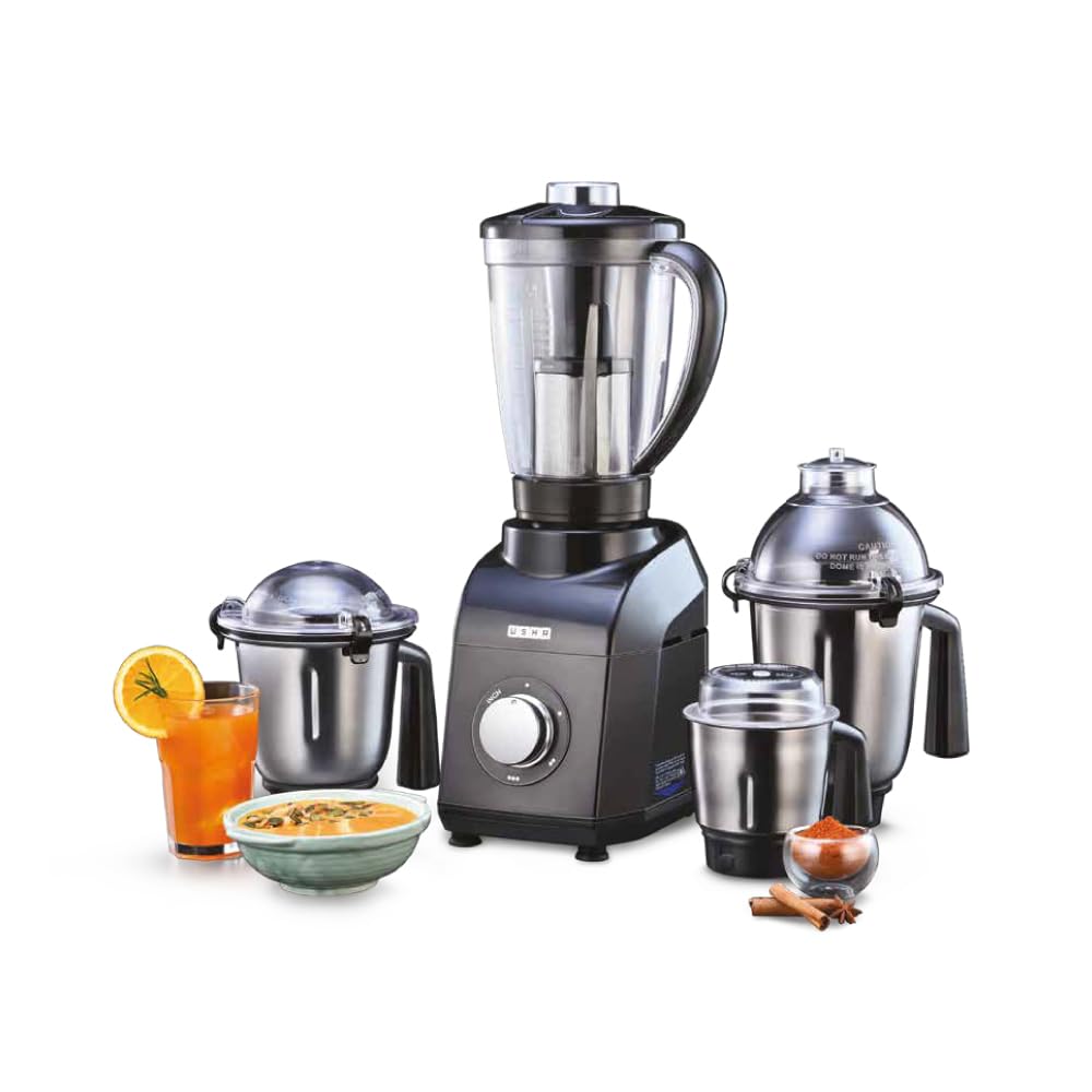 USHA Thunderbolt 800-Watt Copper Motor Mixer Grinder with 3 Jars and 5 Years Motor Warranty(Red)