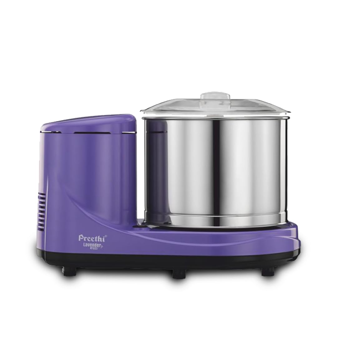 Preethi Wet Grinder|150W 2L Stainless Steel Table Top Wet Grinder|Ideal for Making South Indian Batter in Your Kitchen (Lavender)