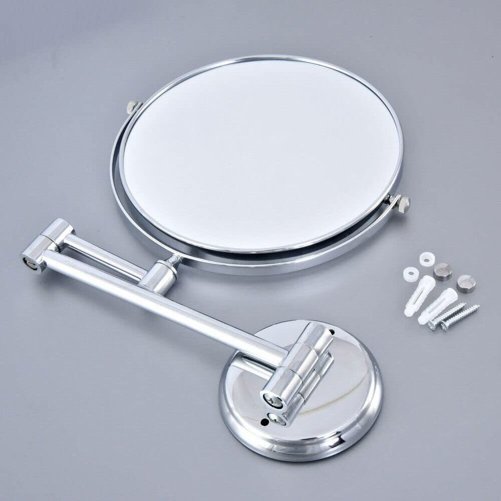 Plantex Premium Brass Magnifying Mirror/Two-Sided 360‚° Swivel Shaving Mirror with 5x/1x Magnification/Vanity Mirror for Bathroom (8 Inches-Chrome/Wall Mount)-6