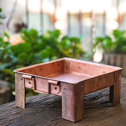 90T1 ALODIE - Havan Kund - Hawan Kund for Home Pure Copper Hawan Kund with Handle On Both Side for Yagya Havan Kund with Stand for Puja & Poojan Purpose Puja Havan Kund (6 Inches)