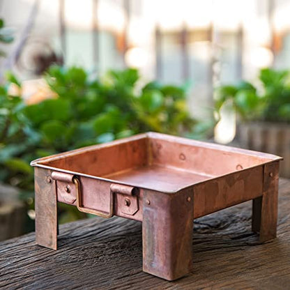 90T1 ALODIE - Havan Kund - Hawan Kund for Home Pure Copper Hawan Kund with Handle On Both Side for Yagya Havan Kund with Stand for Puja & Poojan Purpose Puja Havan Kund (6 Inches)