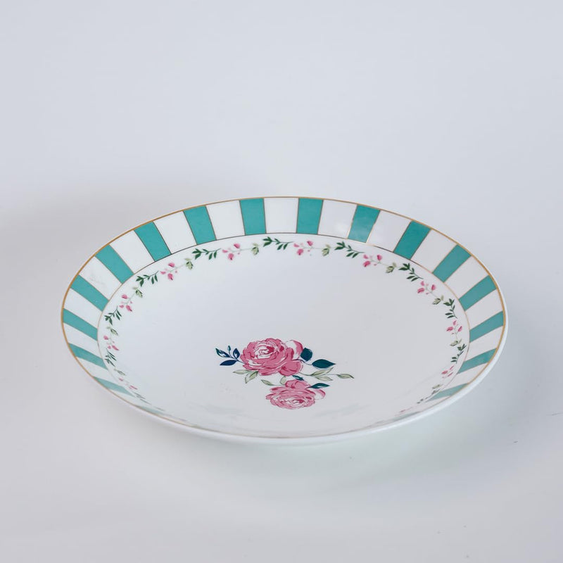 Magique by The Wishing Chair x ClayCraft : Portrait of a Rose Pasta Plates Set of 2 | Ceramic Coupe Plates | Elegant Floral Dinnerware | Ideal Gift for All Occasions | Dishwasher Safe