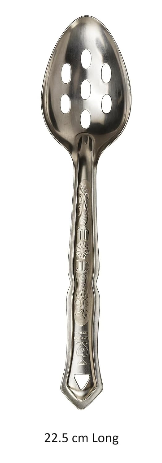 Dynore Stainless Steel Slotted/Plating/Pickle/Aachar Serving Spoon- Set of 2