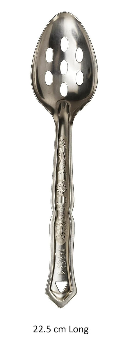 Dynore Stainless Steel Slotted/Plating/Pickle/Aachar Serving Spoon- Set of 2