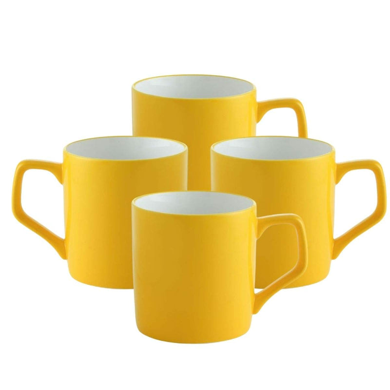 Clay Craft Fine Ceramic Solid Yellow and Green Coffee Mugs Set of 4 Perfect for Your Modern Kitchen and for Gifting Purpose