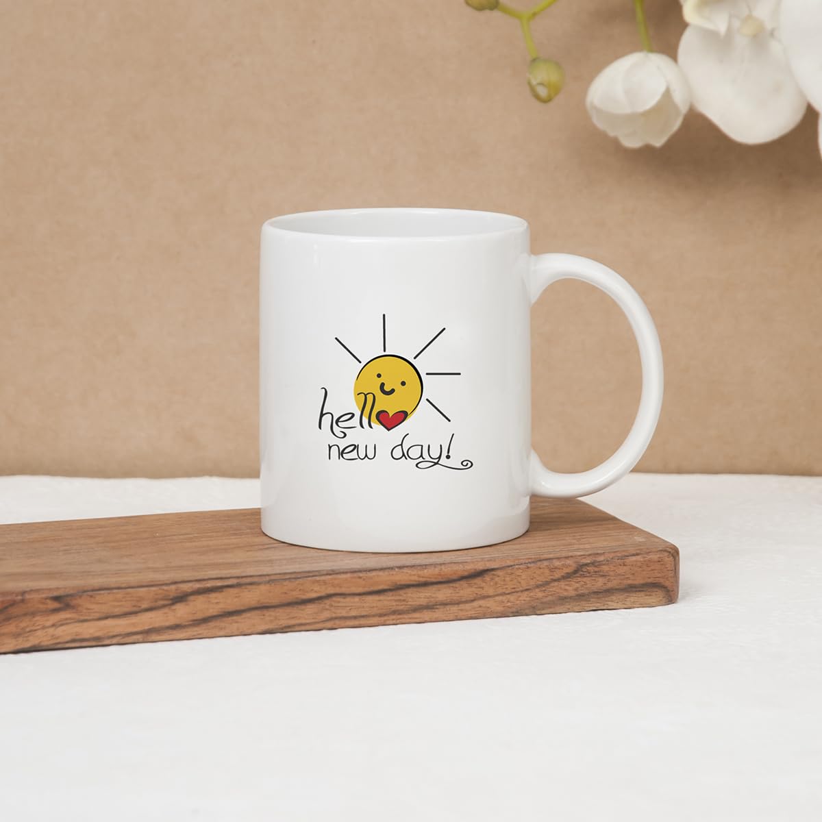 Clay Craft Fine Ceramic Start Your Morning Printed Milk/Coffee Mug 1 Piece 360 ml