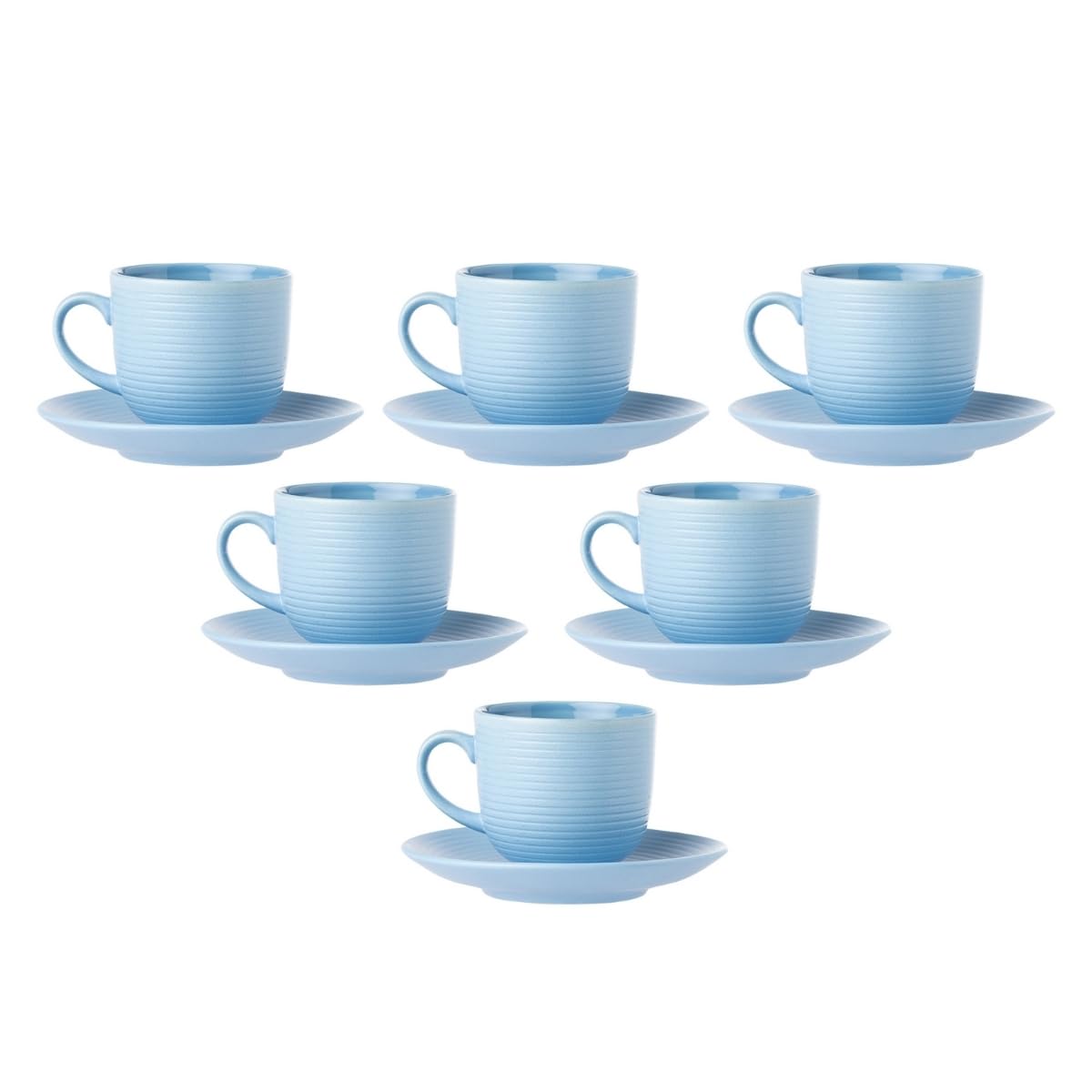 Clay Craft Fine Ceramic Horizon Blue Cups & Saucer, Set of 12, Cups for Tea & Coffee, Gift Set, Elegant Design for Home and Kitchen and Can Be Gifted to Your Loved Ones On Any Occassions