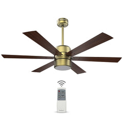 Goldmedal Phantom 6 Blade 1200 mm Ceiling Fan with Underlight & Remote (Brass Dark Wood)-1