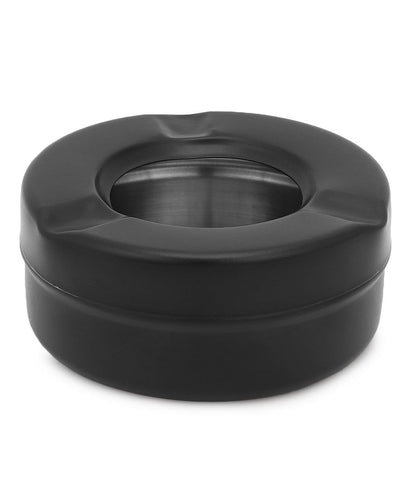 Dynore Stainless Steel Black Lid Cigarette Ash Holder Tray for Home, Office and Bar Set Of -1