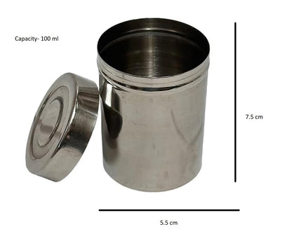 Dynore Stainless Steel 6 Pcs Multipurpose Spice Storage Container With Spoon| Kitchen Masala Storage Container Set | 100 Ml Each Container,Silver