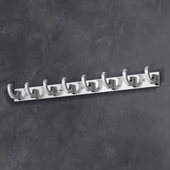 Plantex Aluminium Hook Rail for Bathroom/Cloth and Towel Hanger for Wall/Hook Rail Bar for Clothes - Pack of 2 (8 Pin, Chrome)-4