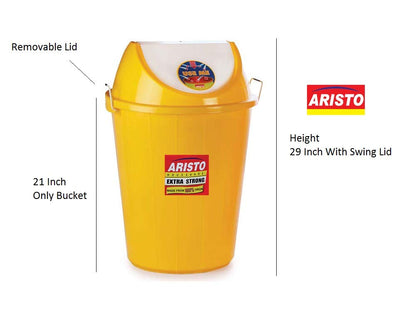 ARISTO Plastic Swing Garbage Waste Dustbin Trash Bucket 60 Liters Yellow Color Can Be Used For Garbage Waste Management (Wet&Dry)