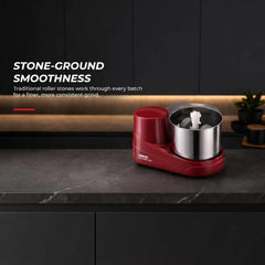 USHA Colossal Neo 2 litres Table-Top Wet Grinder, 150W 100% Copper Motor, Dual Stones, Stainless Steel Drum, 10 Years Warranty on Motor, Free Home Service (Cherry Red)