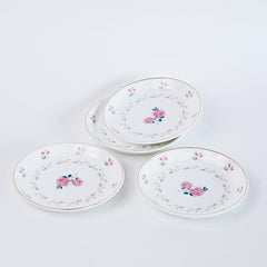 Magique by The Wishing Chair x ClayCraft : Portrait of a Rose Ceramic Plates Set of 4 | 6 Inches | Snack Plates | Elegant Lightweight Small Ceramic Plates for Appetizers & Desserts | Dishwasher Safe