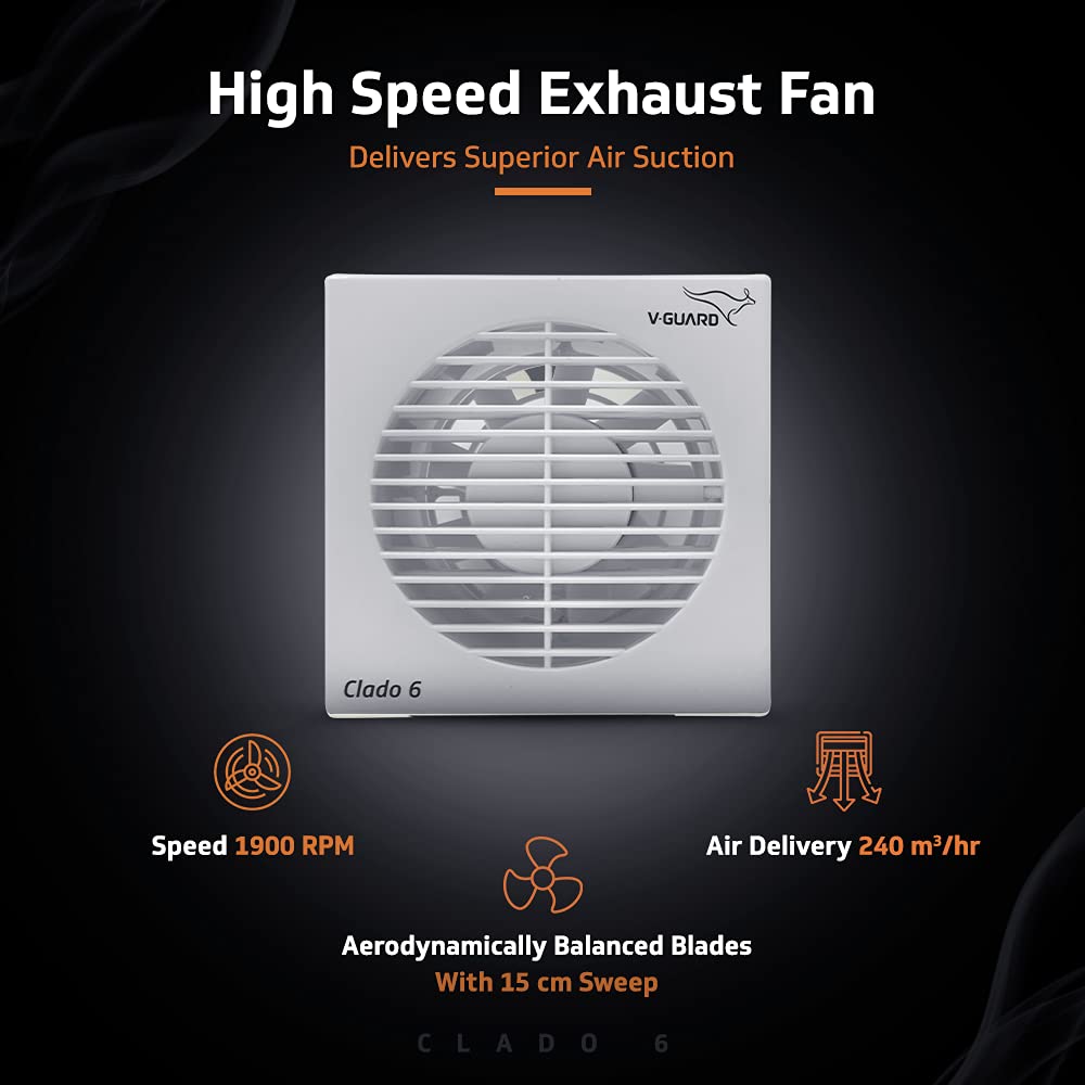 V-Guard Clado 6 150 mm Exhaust Fan (White)