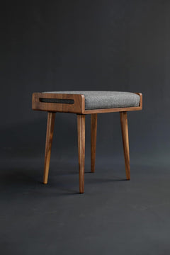 Sheesham Wood Ottoman Stool with Cushion | Compact Wooden Footrest & Seating Stool | Multipurpose for Living Ro