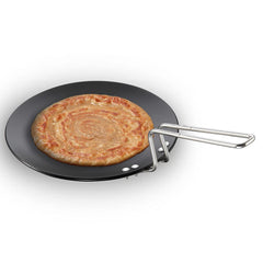 Hawkins Futura 24 cm Tava, Hard Anodised Tawa with Stainless Steel Handle, Black (AT24)
