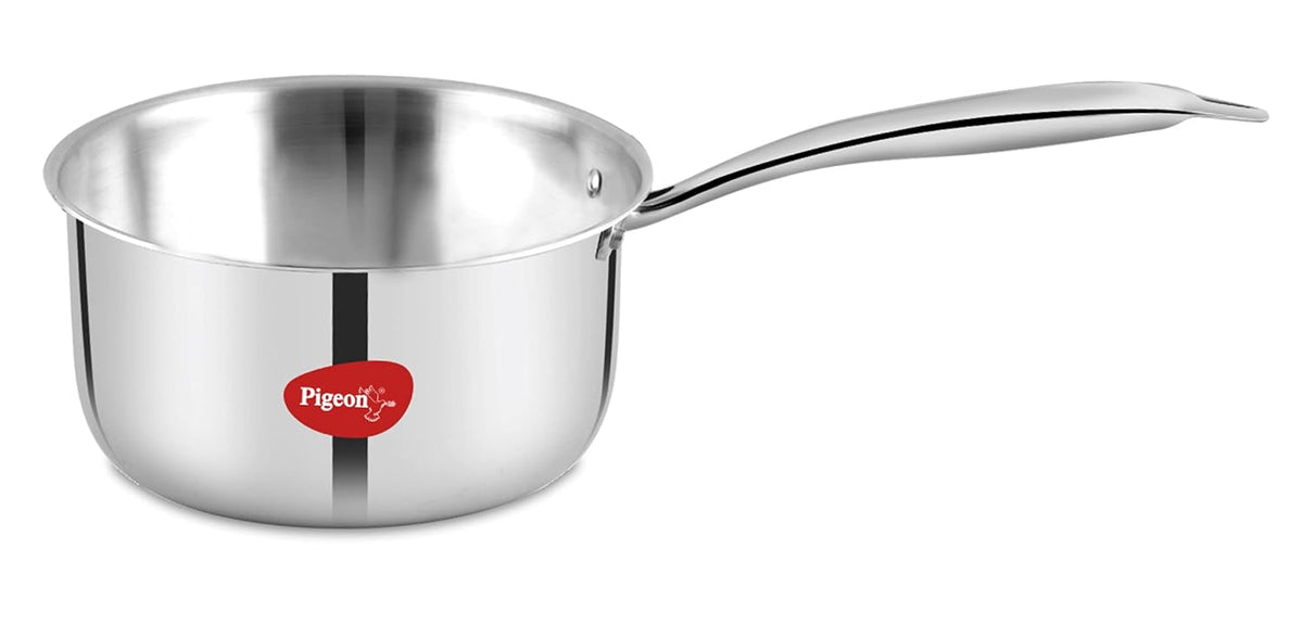 Pigeon Elite Stainless Steel Triply Sauce Pan / Tope, Gas Stove and Induction Compatible