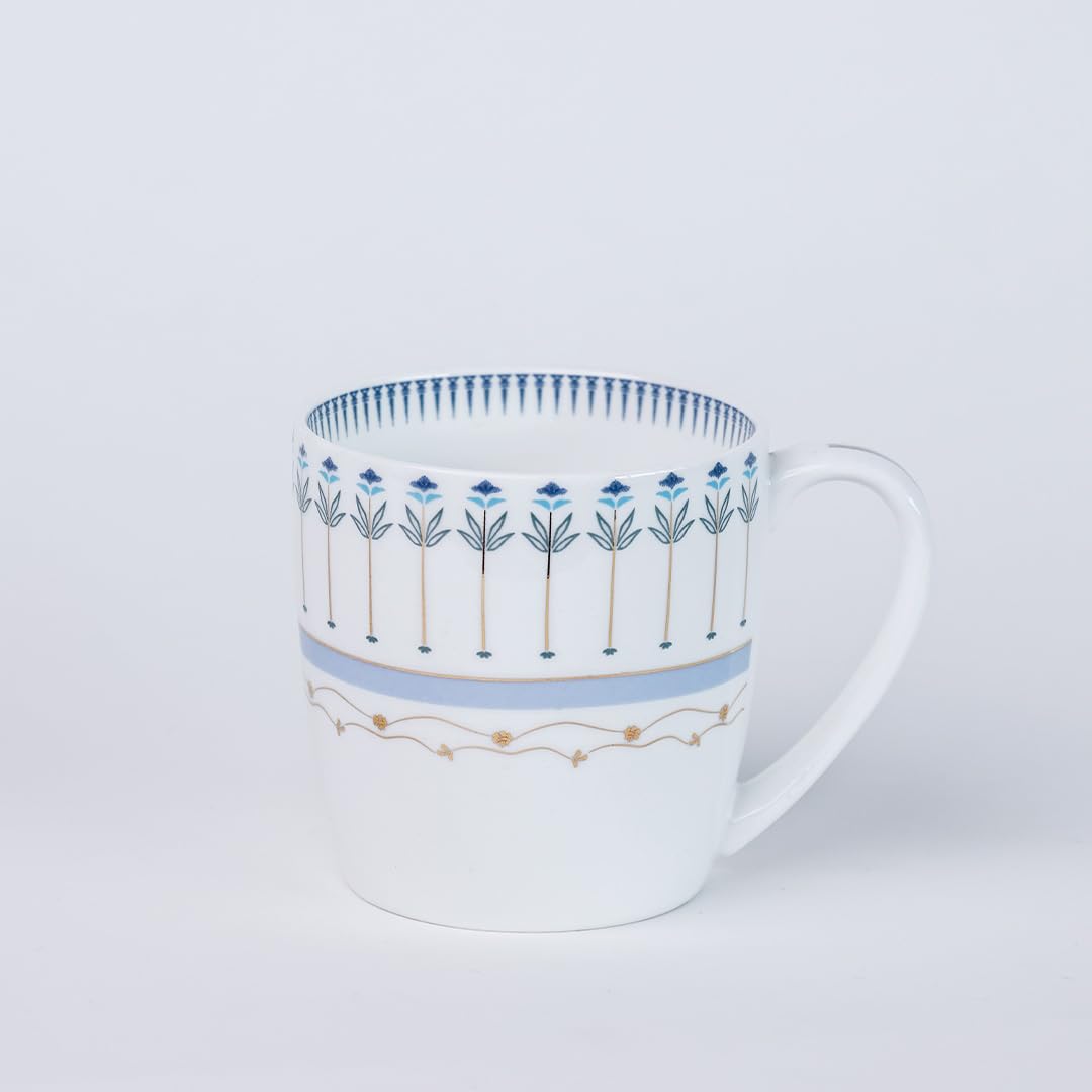 Magique by The Wishing Chair x ClayCraft : River of Flowers Ceramic Chai Mugs - Set of 6 |180 ml | Elegant Floral Design | Mugs for Coffee | Ideal for Gifting | Perfect for Home & Office