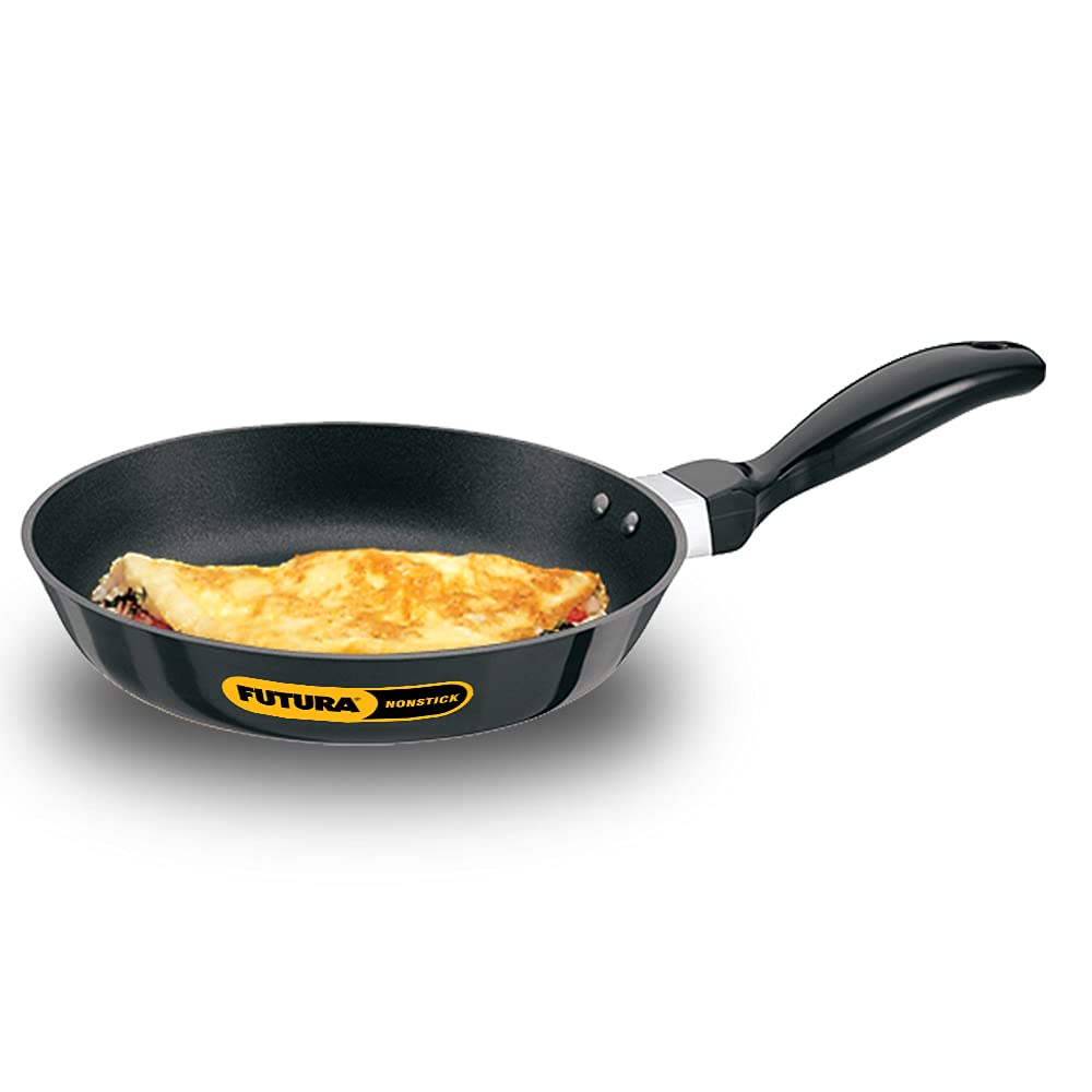 Hawkins Futura 20 cm Frying Pan, Non Stick Fry Pan with Stainless Steel Lid, Small Frying Pan, Black (NF20S)