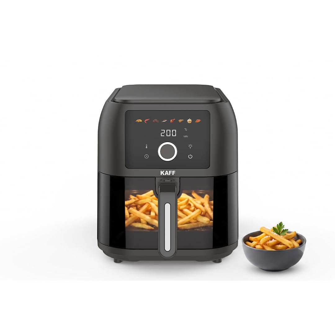 Kaff Digital Air Fryer 8L, 1700W Oil Free Air Fryer for Home, Large Basket with Visible Window, 8 Preset Cooking Modes, 