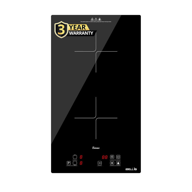 iBELL EMINENCE02, 3500W, 3-YEAR WARRANTY, 2-Zone Induction Hob with Touch Controls & Toughened Glass, High Speed Heating, Energy Efficient, Perfect for Modern Kitchens [Black]