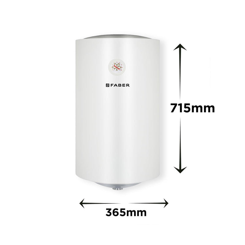 Faber Jazz Elite 35L Vertical Storage Water Geyser | Heating Indicator, 8 Bar Pressure, Titanium Glassline Coated Tank, 