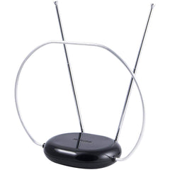 Philips Rabbit Ears Black Indoor TV Antenna, Dipoles and Circular Loop, Tabletop Antenna, Digital (SDV8201B/27)