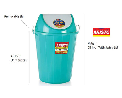 ARISTO Plastic 60L Dustbin with Swing Lid, Blue