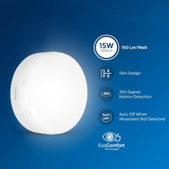 Philips Polycarbonate Full Glow Motion Sensor 15-watt Round LED Surface Downlighter