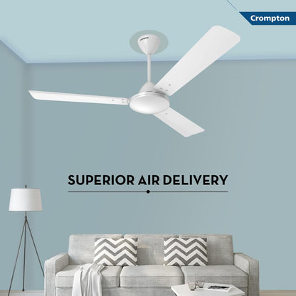 Crompton Jura Prime 1200 mm (48 inch) High Speed Decorative Ceiling Fan with Anti Dust Technology (Conch Cream) Star rated energy efficient fans
