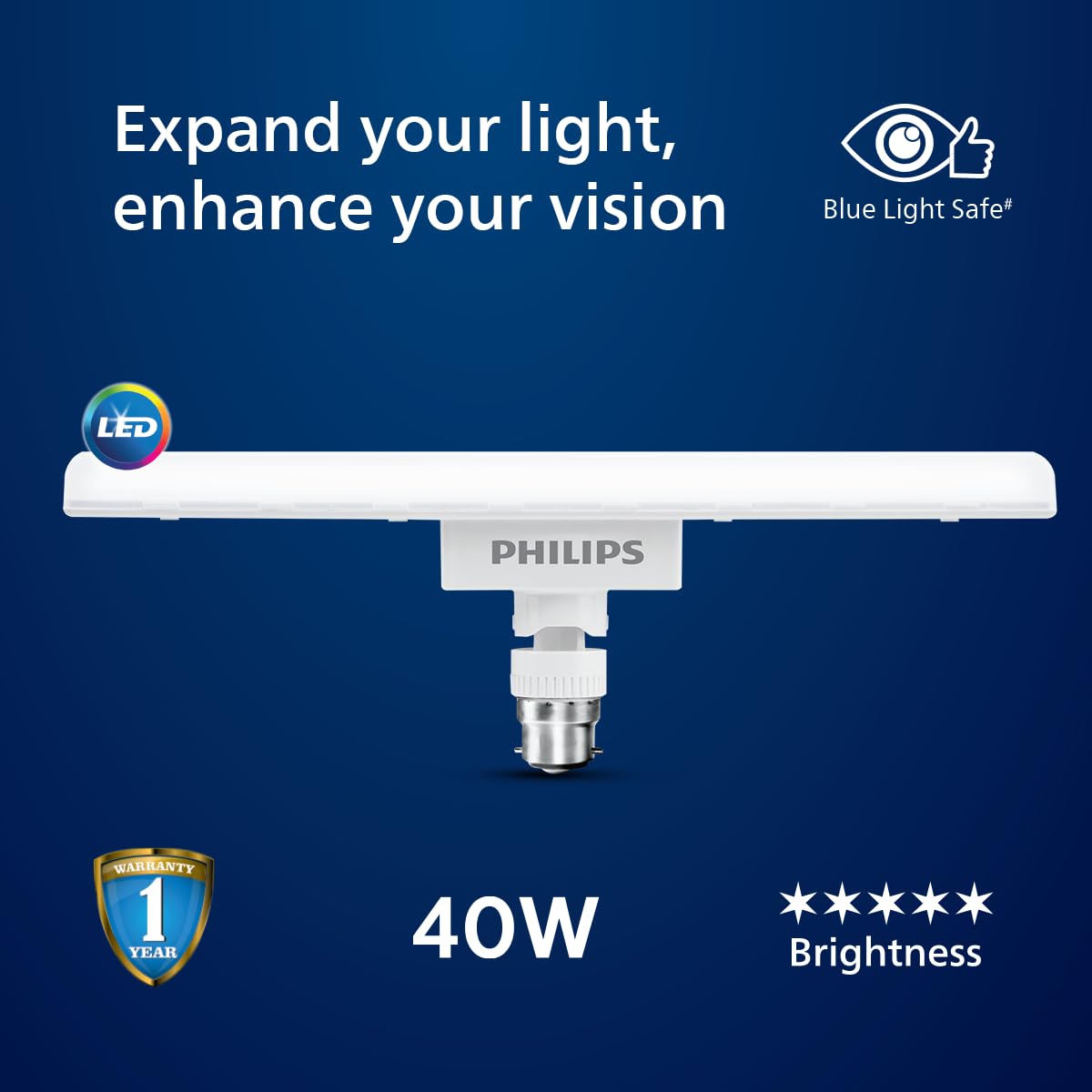 Philips Stellar Bright 12W B22 LED T-Bulb,1080lm,Cool Day Light, Pack of 1