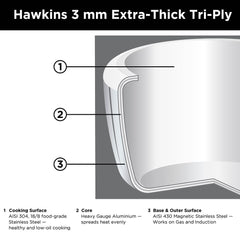 Hawkins 7 Litre Triply Stainless Steel Pressure Cooker,Wide Cooker, Inner Lid Cooker, Silver (HSST7W)