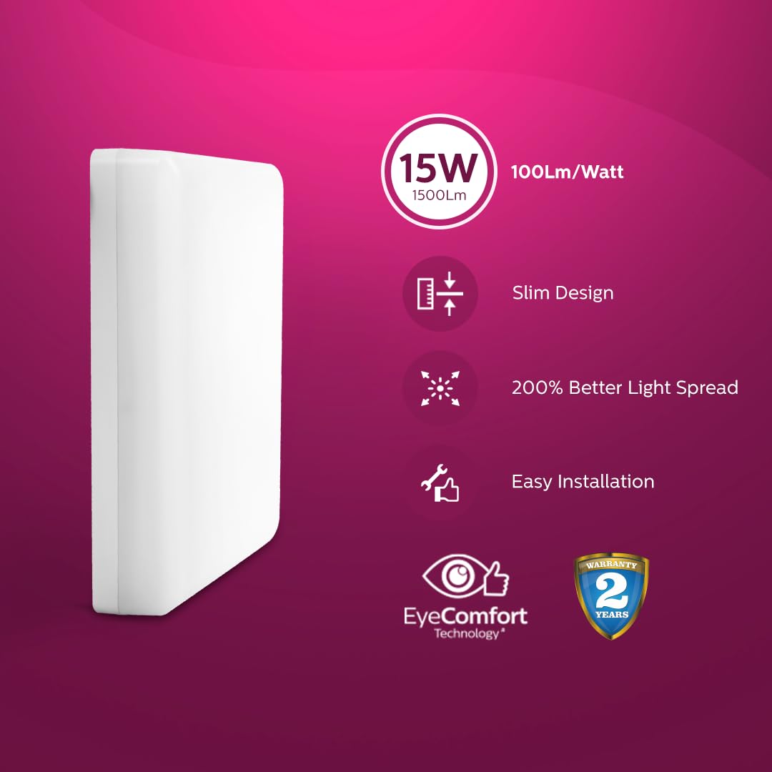 Philips Rimless Full Glow 15-watt Square LED Surface Downlighter