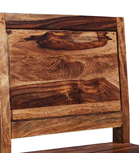 Wood Bar Stool in Rustic Teak Finish | Chair Chairs Dining Wooden Outdoor Table Study for Living Room Stool Set