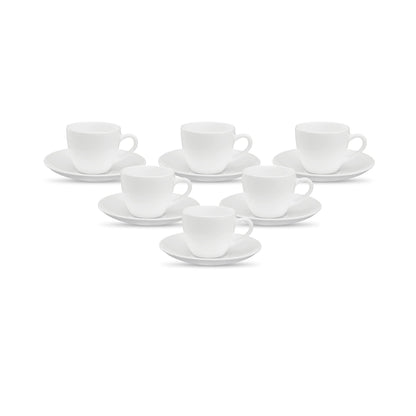 La Opala, Novo Collection Opal Glass Crockery | Cup & Saucer Princess, Set of 12 | English Lavender, 150 ml | for Tea & Coffee | Microwave Safe | 100% Vegetarian | Extra Strong | Super Light & White