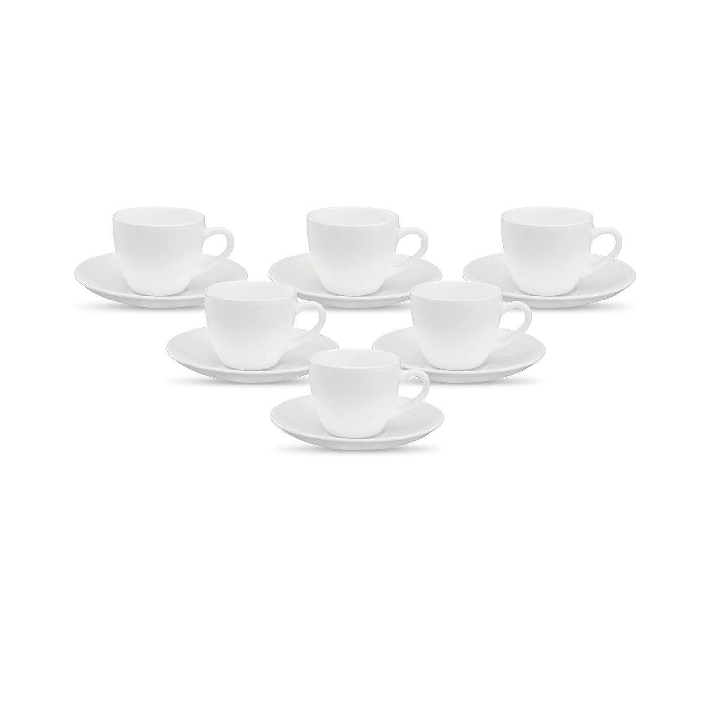 La Opala, Novo Collection Opal Glass Crockery | Cup & Saucer Princess, Set of 12 | Petite Roses, 150 ml | for Tea & Coffee | Microwave Safe | 100% Vegetarian | Extra Strong | Super Light | Super White
