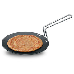 Hawkins Futura 24 cm Tava, Hard Anodised Tawa with Stainless Steel Handle, Black (AT24)